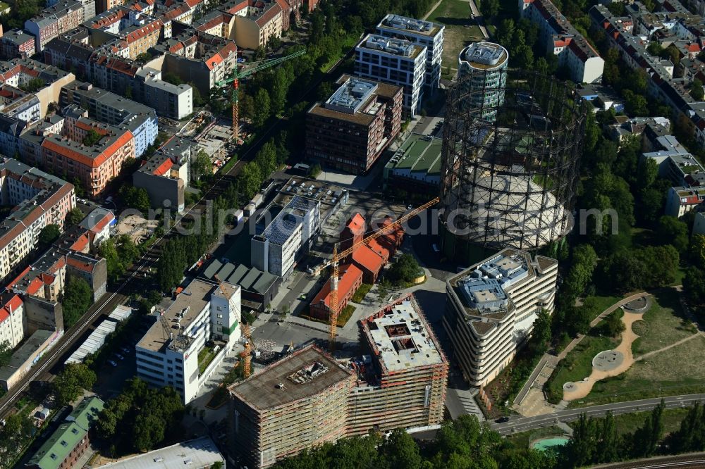 Berlin from above - Building site office building of EUREF AG on EUREF-Conpus in the district Schoeneberg in Berlin, Germany