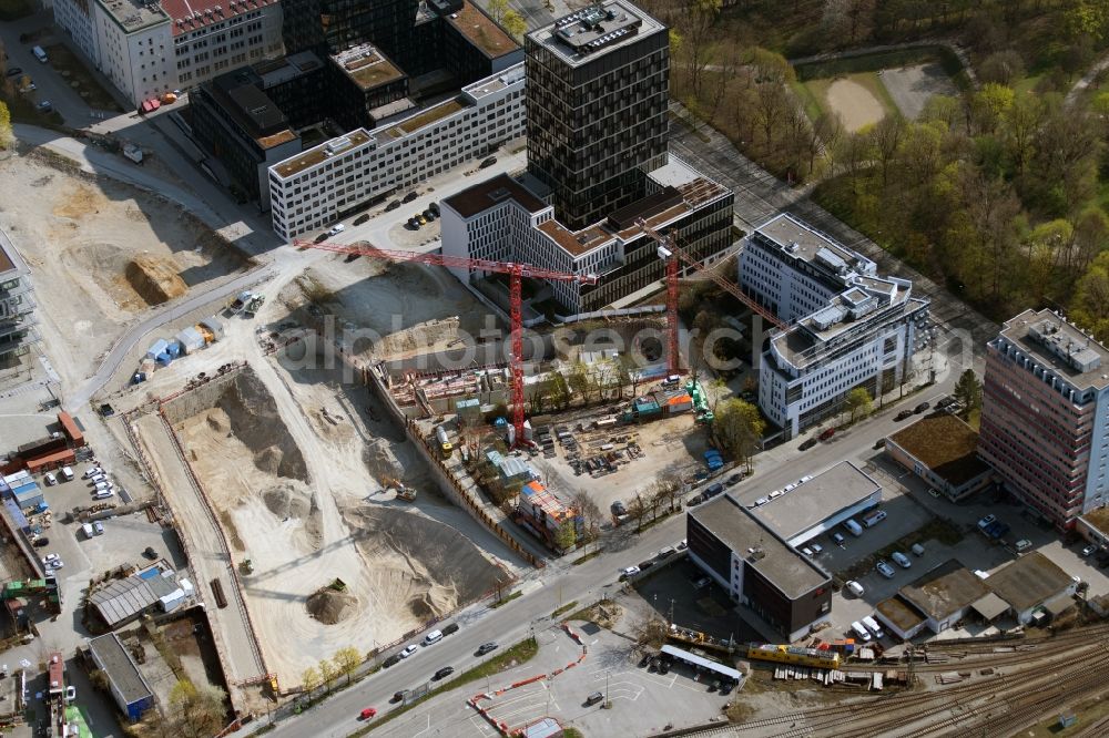 Aerial image München - Building site office building on Friedenstrasse in the district Berg am Laim in Munich in the state Bavaria, Germany