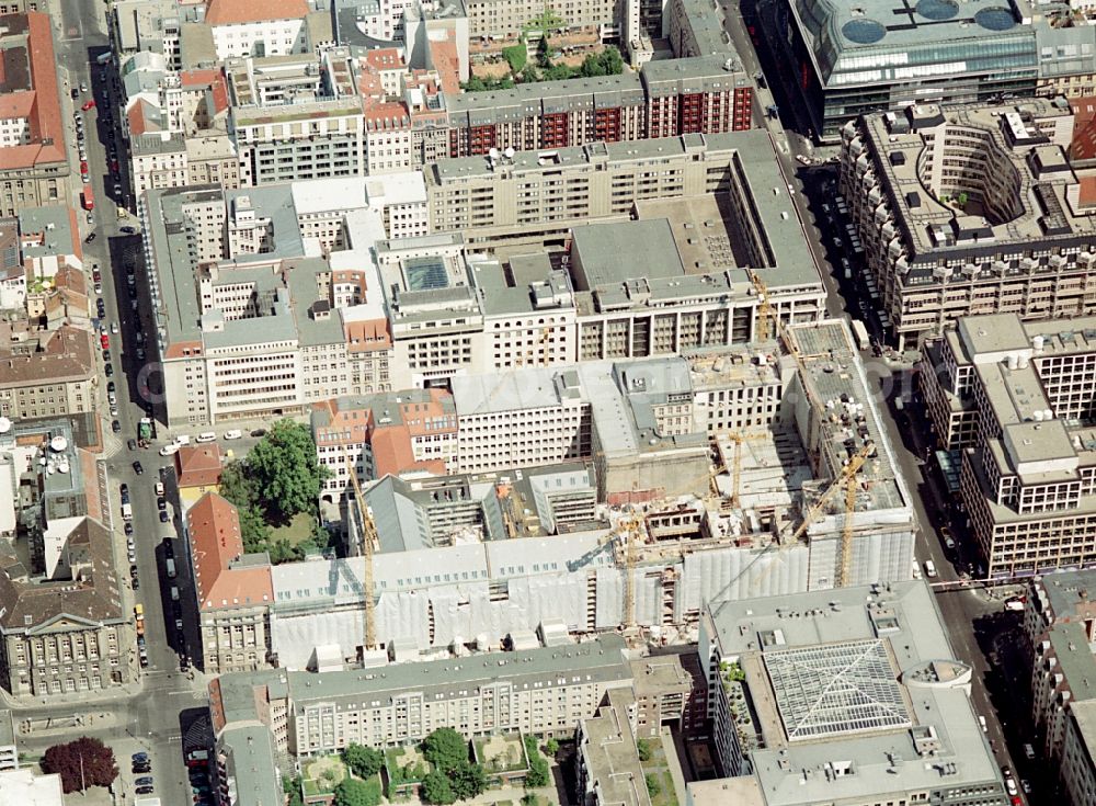 Aerial image Berlin - Building site office building Friedrichstadt - Quartier 110 der Zuerich Versicherung durch die Wilhelm Fuessler Bau GmbH in Berlin in Germany