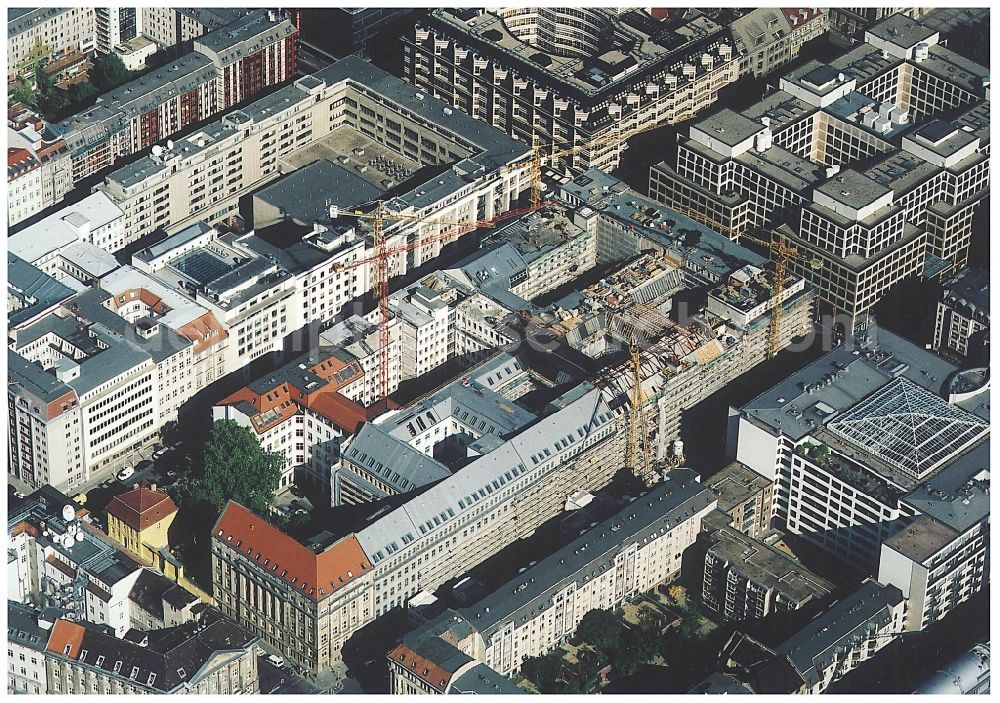 Berlin from the bird's eye view: Building site office building Friedrichstadt - Quartier 110 der Zuerich Versicherung durch die Wilhelm Fuessler Bau GmbH in Berlin in Germany