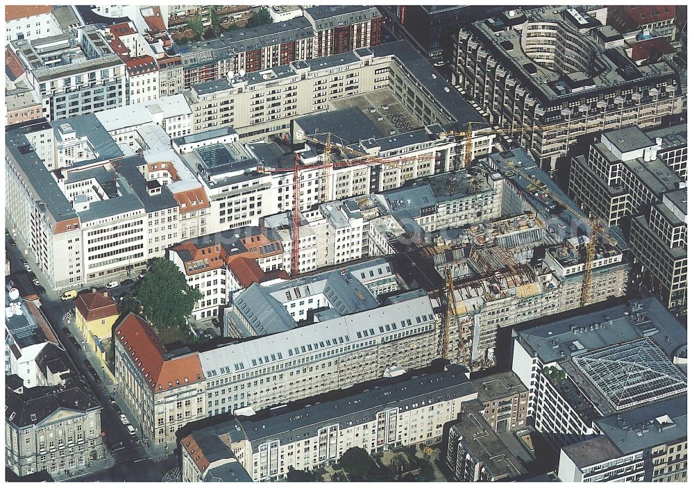 Aerial photograph Berlin - Building site office building Friedrichstadt - Quartier 110 der Zuerich Versicherung durch die Wilhelm Fuessler Bau GmbH in Berlin in Germany