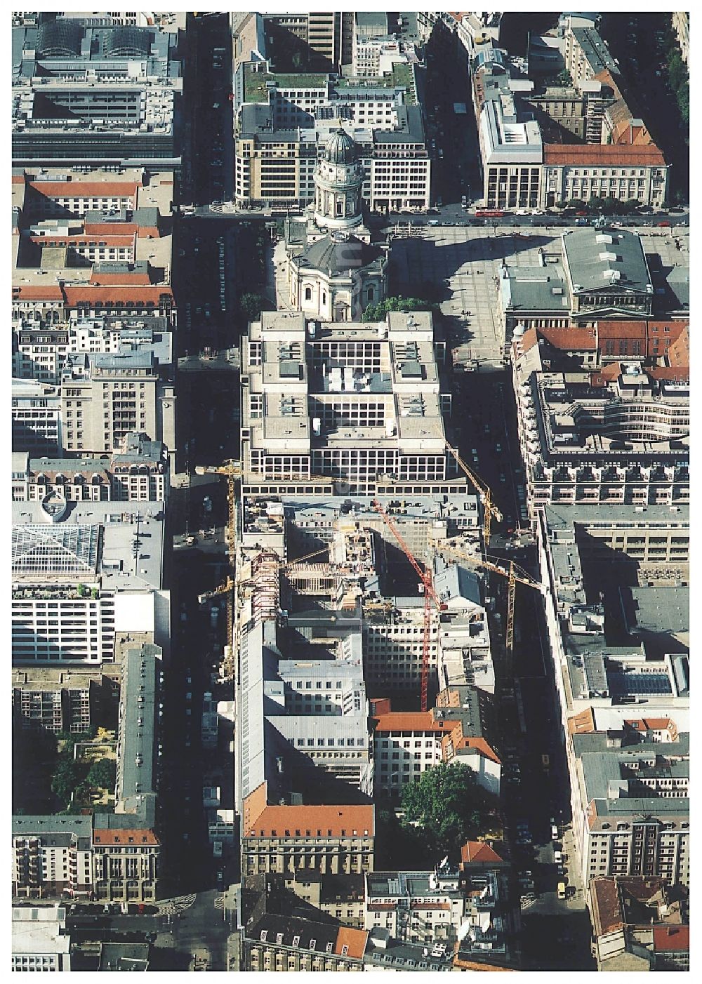 Aerial photograph Berlin - Building site office building Friedrichstadt - Quartier 110 der Zuerich Versicherung durch die Wilhelm Fuessler Bau GmbH in Berlin in Germany