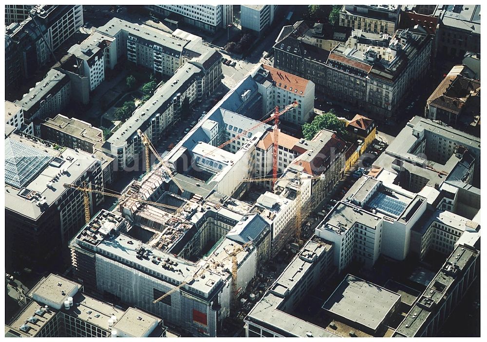 Berlin from the bird's eye view: Building site office building Friedrichstadt - Quartier 110 der Zuerich Versicherung durch die Wilhelm Fuessler Bau GmbH in Berlin in Germany