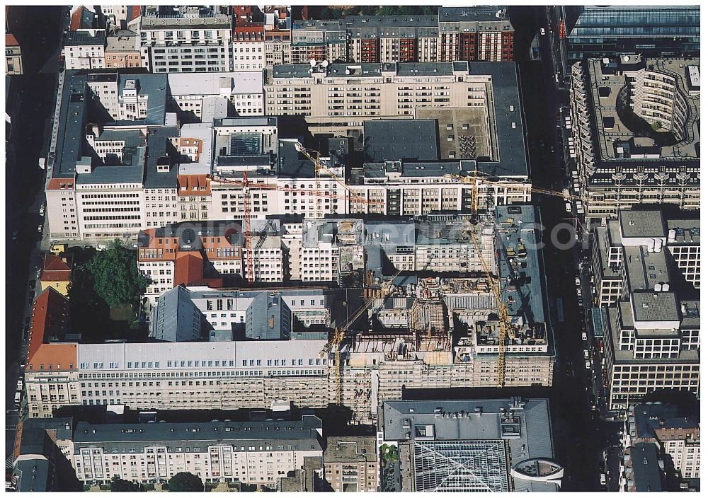 Aerial image Berlin - Building site office building Friedrichstadt - Quartier 110 der Zuerich Versicherung durch die Wilhelm Fuessler Bau GmbH in Berlin in Germany