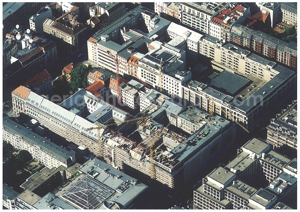 Aerial photograph Berlin - Building site office building Friedrichstadt - Quartier 110 der Zuerich Versicherung durch die Wilhelm Fuessler Bau GmbH in Berlin in Germany