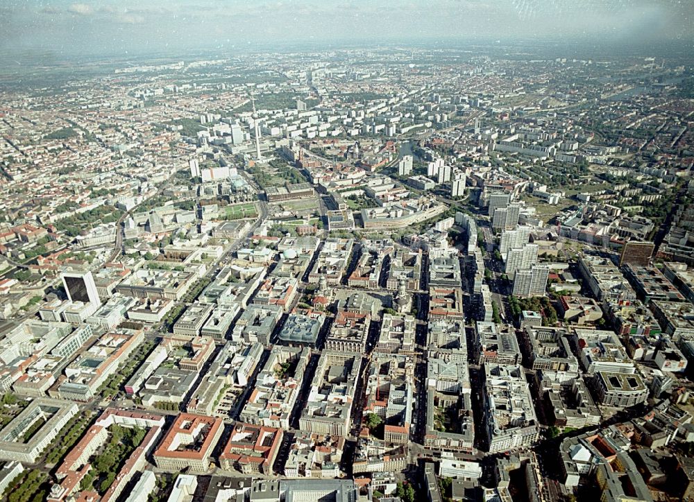 Aerial image Berlin - Building site office building Friedrichstadt - Quartier 110 der Zuerich Versicherung durch die Wilhelm Fuessler Bau GmbH in Berlin in Germany