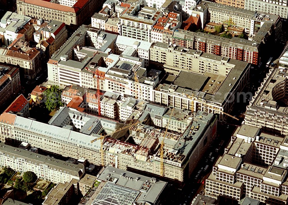 Berlin from the bird's eye view: Building site office building Friedrichstadt - Quartier 110 der Zuerich Versicherung durch die Wilhelm Fuessler Bau GmbH in Berlin in Germany