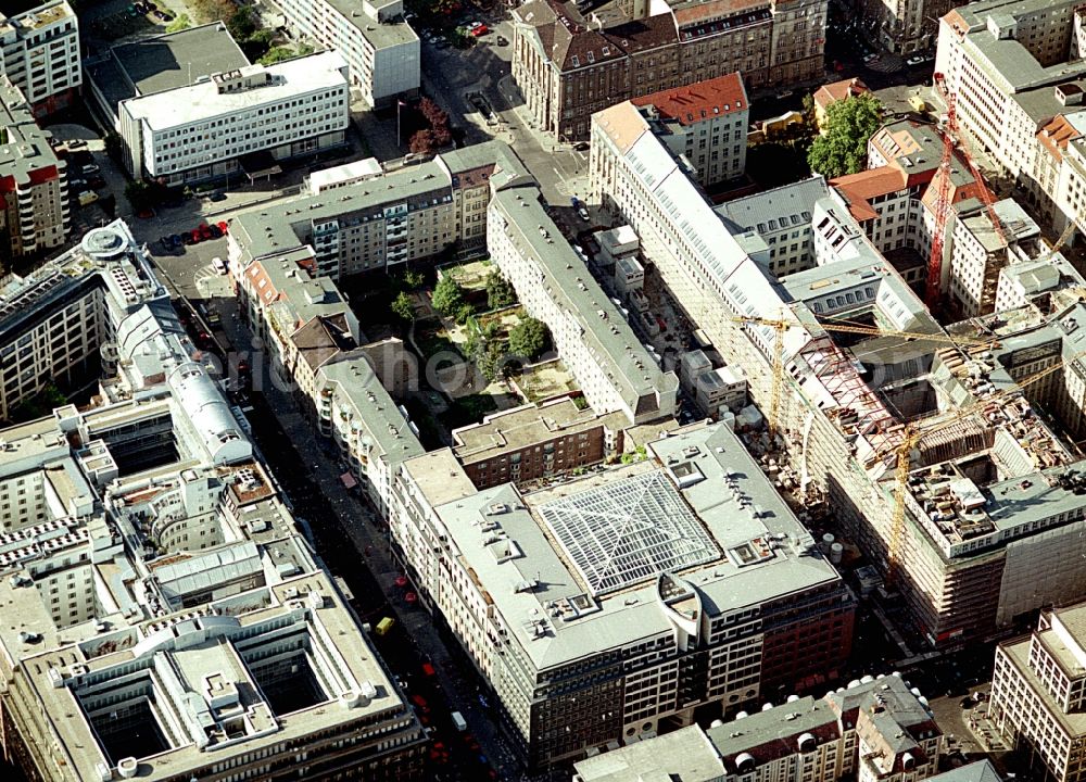 Berlin from the bird's eye view: Building site office building Friedrichstadt - Quartier 110 der Zuerich Versicherung durch die Wilhelm Fuessler Bau GmbH in Berlin in Germany