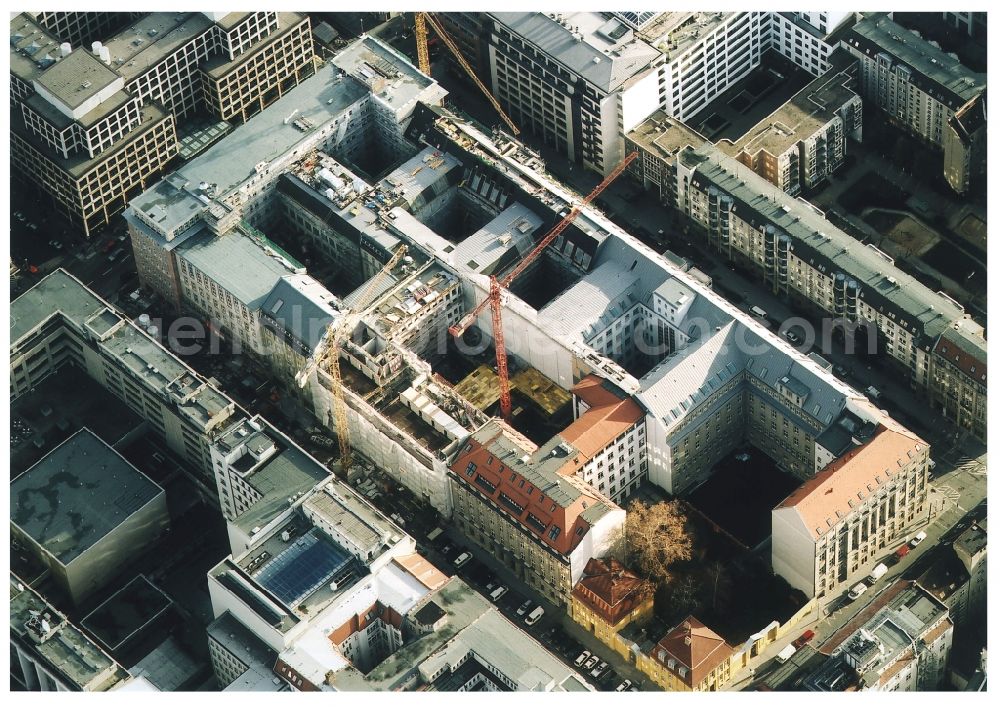 Aerial photograph Berlin - Building site office building Friedrichstadt - Quartier 110 der Zuerich Versicherung durch die Wilhelm Fuessler Bau GmbH in Berlin in Germany