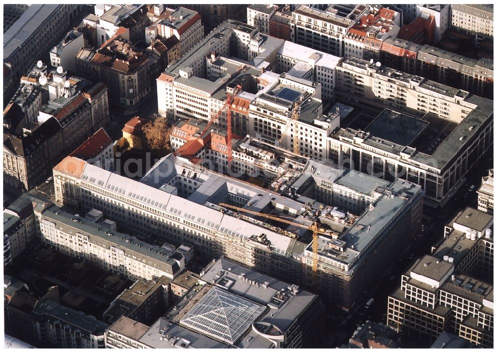 Aerial image Berlin - Building site office building Friedrichstadt - Quartier 110 der Zuerich Versicherung durch die Wilhelm Fuessler Bau GmbH in Berlin in Germany