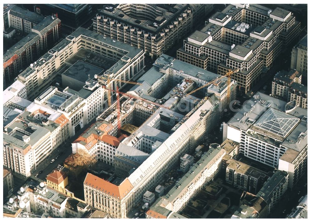 Berlin from above - Building site office building Friedrichstadt - Quartier 110 der Zuerich Versicherung durch die Wilhelm Fuessler Bau GmbH in Berlin in Germany