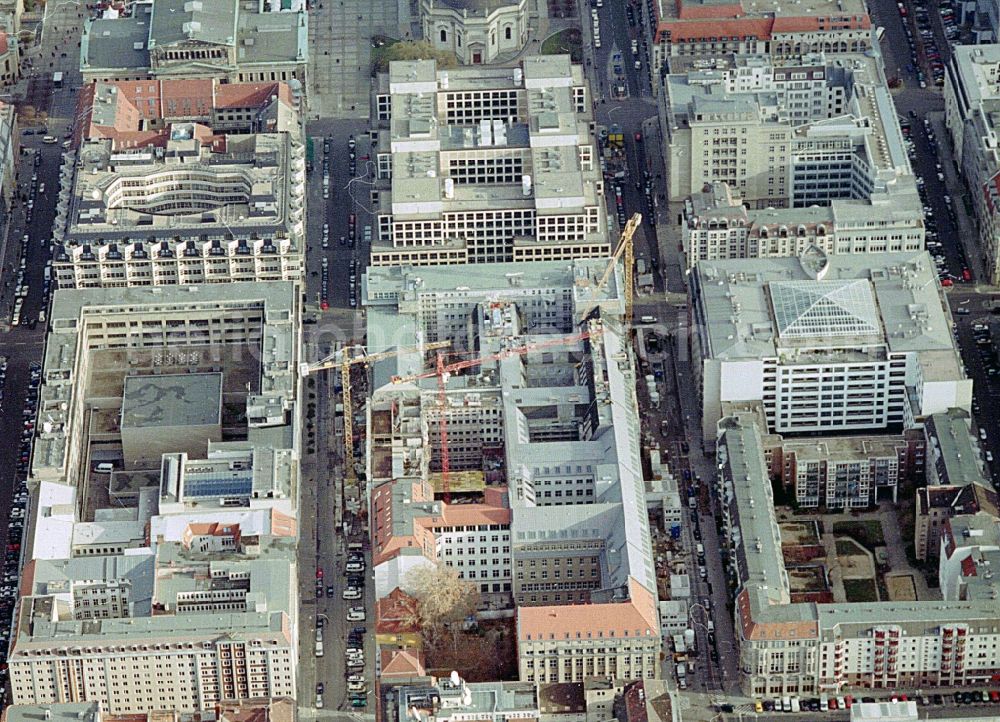 Aerial photograph Berlin - Building site office building Friedrichstadt - Quartier 110 der Zuerich Versicherung durch die Wilhelm Fuessler Bau GmbH in Berlin in Germany