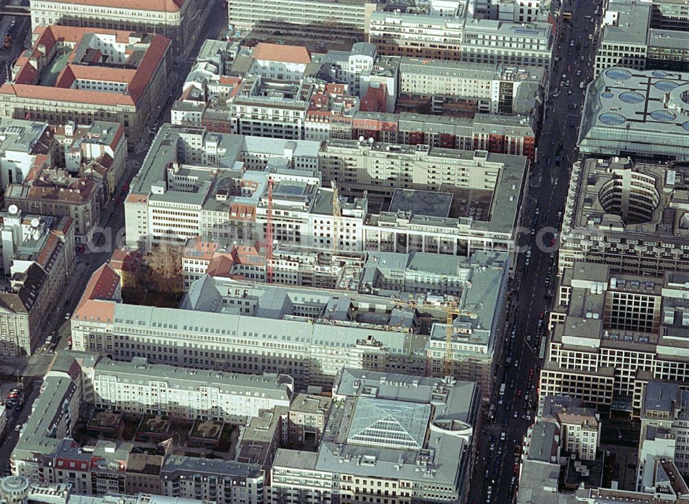 Berlin from the bird's eye view: Building site office building Friedrichstadt - Quartier 110 der Zuerich Versicherung durch die Wilhelm Fuessler Bau GmbH in Berlin in Germany