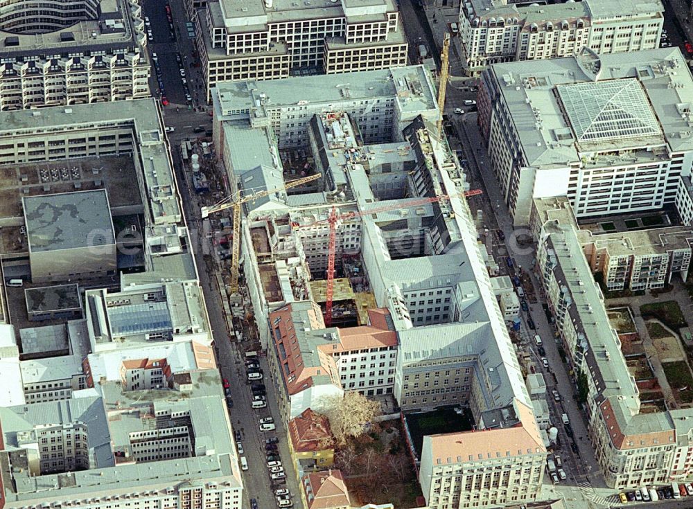 Aerial image Berlin - Building site office building Friedrichstadt - Quartier 110 der Zuerich Versicherung durch die Wilhelm Fuessler Bau GmbH in Berlin in Germany