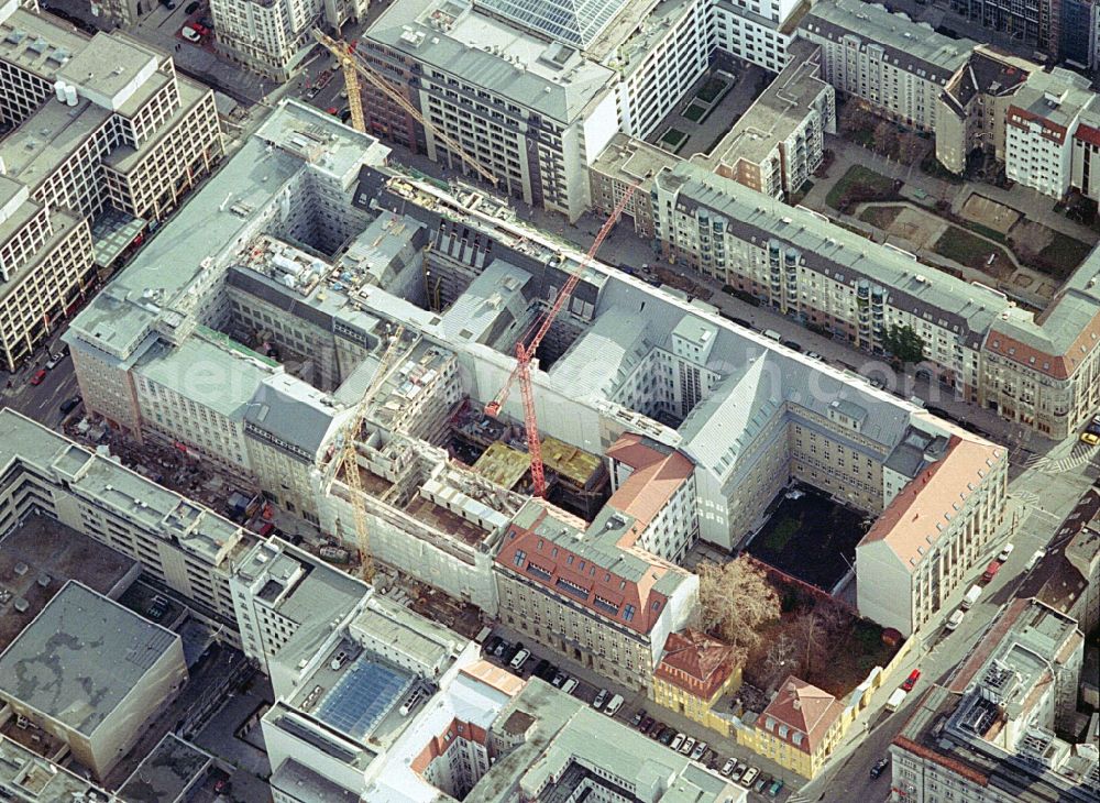 Aerial photograph Berlin - Building site office building Friedrichstadt - Quartier 110 der Zuerich Versicherung durch die Wilhelm Fuessler Bau GmbH in Berlin in Germany