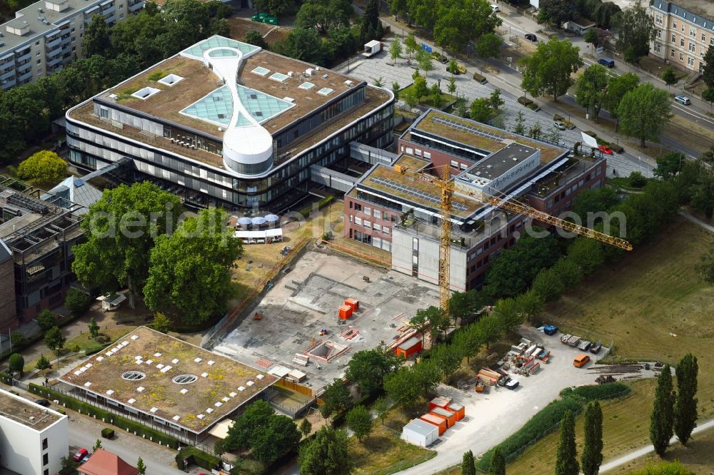 Karlsruhe from the bird's eye view: Building site office building on the ground of Badische Versicherungen on Durlacher Allee in Karlsruhe in the state Baden-Wurttemberg, Germany