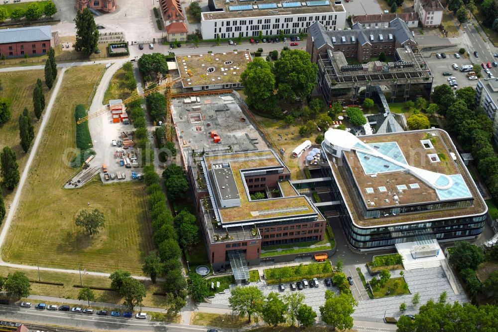 Karlsruhe from above - Building site office building on the ground of Badische Versicherungen on Durlacher Allee in Karlsruhe in the state Baden-Wurttemberg, Germany