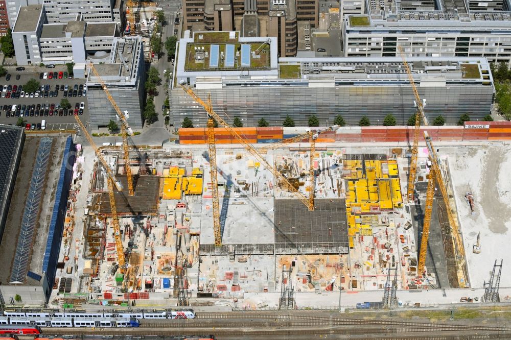 Frankfurt am Main from above - Building site office building GRAND CENTRAL FRANKFURT on Adam-Riese-Strasse in Frankfurt in the state Hesse, Germany