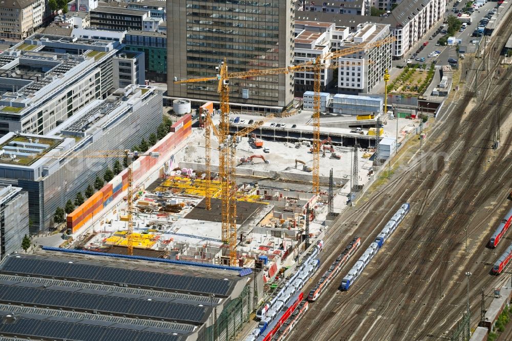 Frankfurt am Main from above - Building site office building GRAND CENTRAL FRANKFURT on Adam-Riese-Strasse in Frankfurt in the state Hesse, Germany