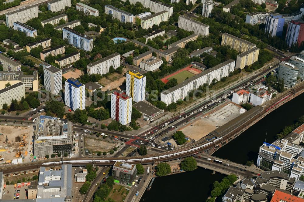 Berlin from above - Building site office building JAHO on Holzmarktstrasse on S-Bahnhof Jannowitzbruecke in Berlin, Germany