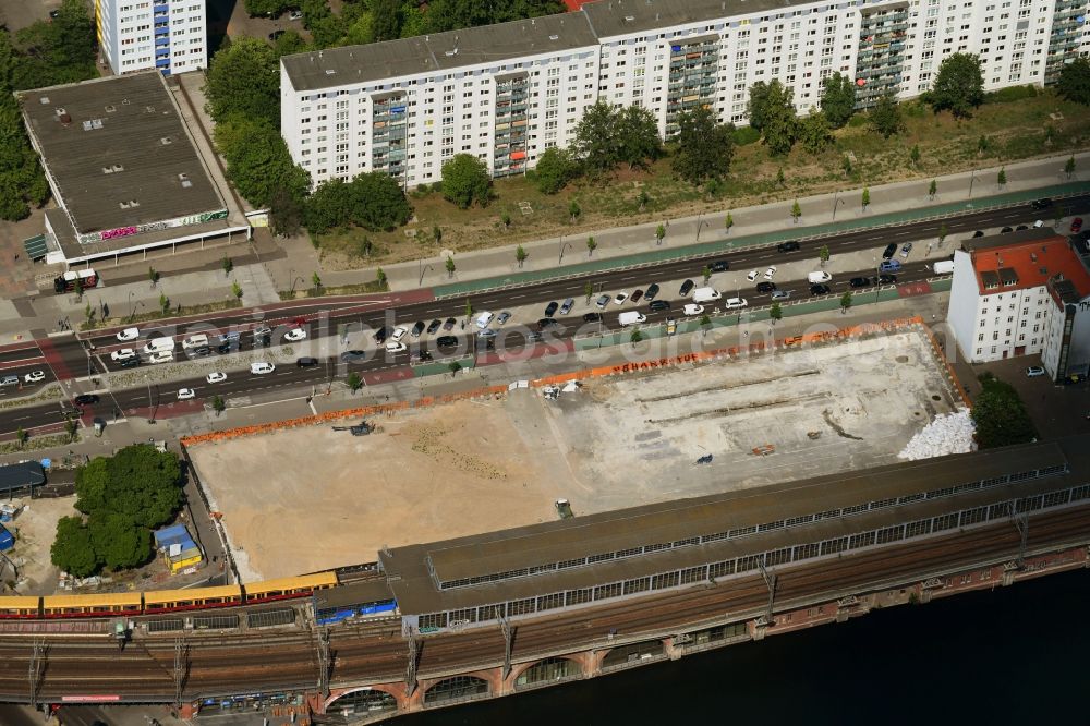 Aerial image Berlin - Building site office building JAHO on Holzmarktstrasse on S-Bahnhof Jannowitzbruecke in Berlin, Germany