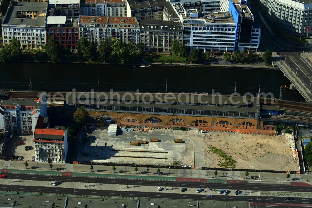 Aerial image Berlin - Building site office building JAHO on Holzmarktstrasse on S-Bahnhof Jannowitzbruecke in Berlin, Germany