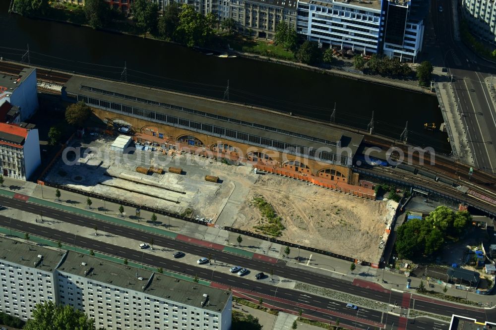 Aerial photograph Berlin - Building site office building JAHO on Holzmarktstrasse on S-Bahnhof Jannowitzbruecke in Berlin, Germany