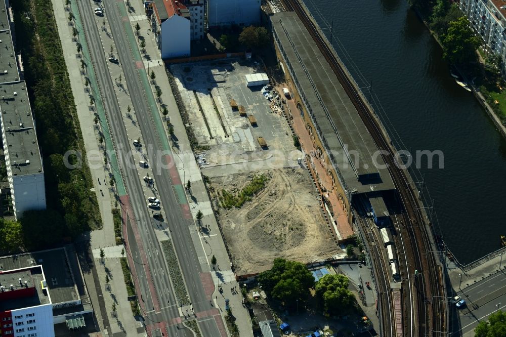 Berlin from above - Building site office building JAHO on Holzmarktstrasse on S-Bahnhof Jannowitzbruecke in Berlin, Germany