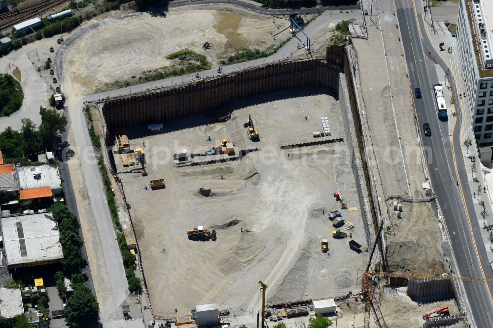 Aerial photograph München - Building site office building Kap West on Hirschgarten on Friedenheimer Bruecke - Birketweg in the district Neuhausen-Nymphenburg in Munich in the state Bavaria, Germany