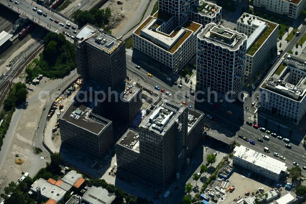 Aerial photograph München - Building site office building Kap West on Friedenheimer Bruecke corner Birketweg in the district Hirschgarten in Munich in the state Bavaria, Germany