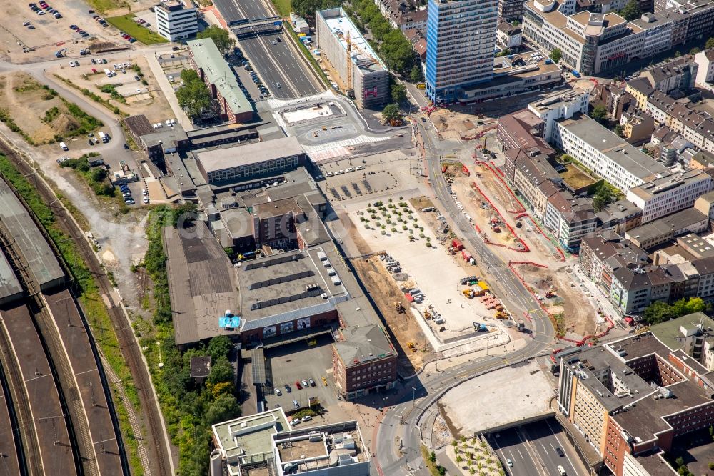 Duisburg from above - Building site office building Mercator One on Mercatorstrasse in Duisburg in the state North Rhine-Westphalia, Germany