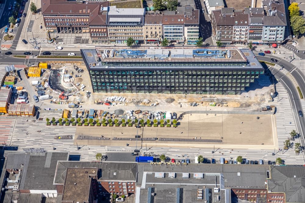 Duisburg from above - Building site office building Mercator One on Mercatorstrasse in Duisburg in the state North Rhine-Westphalia, Germany