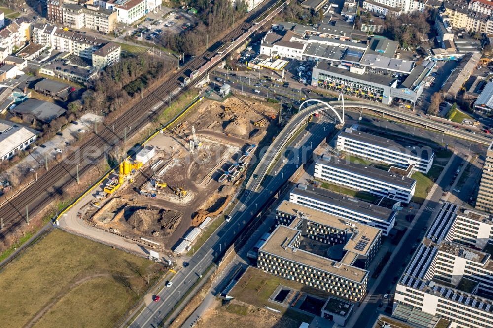 Aerial image Düsseldorf - Building site office building Mizal Offices a?? Visions on Campus of CODIC DEVELOPMENT GMBH on Plockstrasse in Duesseldorf in the state North Rhine-Westphalia, Germany