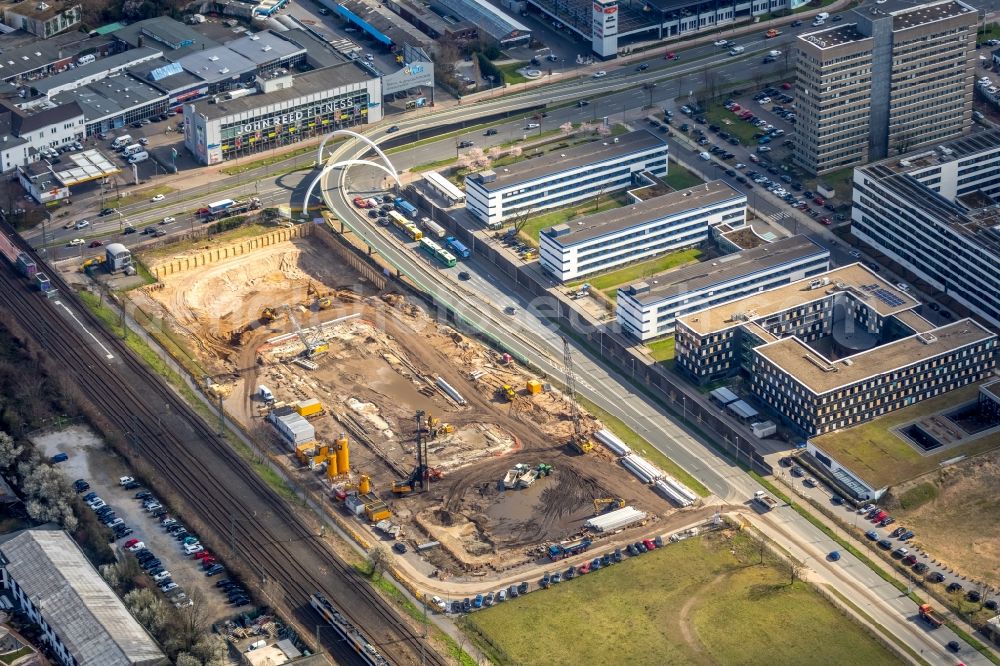 Aerial photograph Düsseldorf - Building site office building Mizal Offices a?? Visions on Campus of CODIC DEVELOPMENT GMBH on Plockstrasse in Duesseldorf in the state North Rhine-Westphalia, Germany