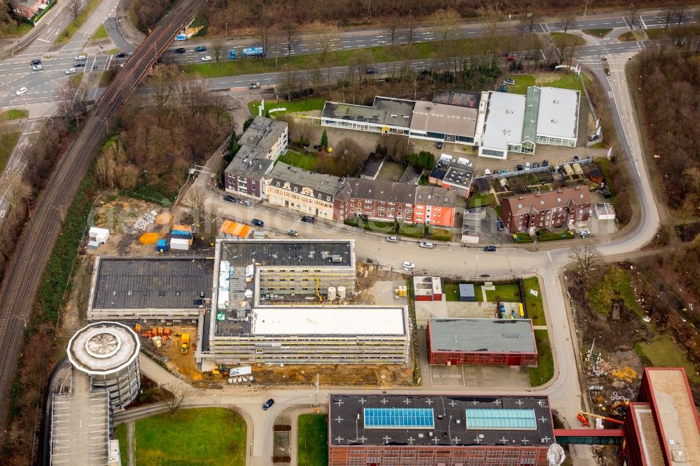 Aerial photograph Gelsenkirchen - Building site office building of Mueller-BBM Holding AG between of Wallstrasse and of Fritz-Schupp-Strasse in Gelsenkirchen in the state North Rhine-Westphalia, Germany