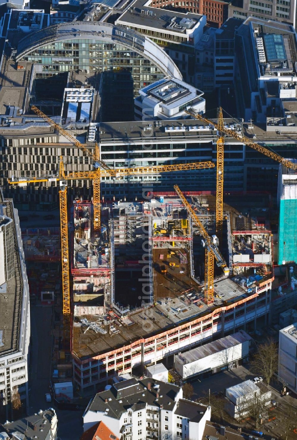 Aerial photograph Hamburg - Building site office building of MOMENI ASQ GmbH on Axel-Springer-Platz in Hamburg, Germany