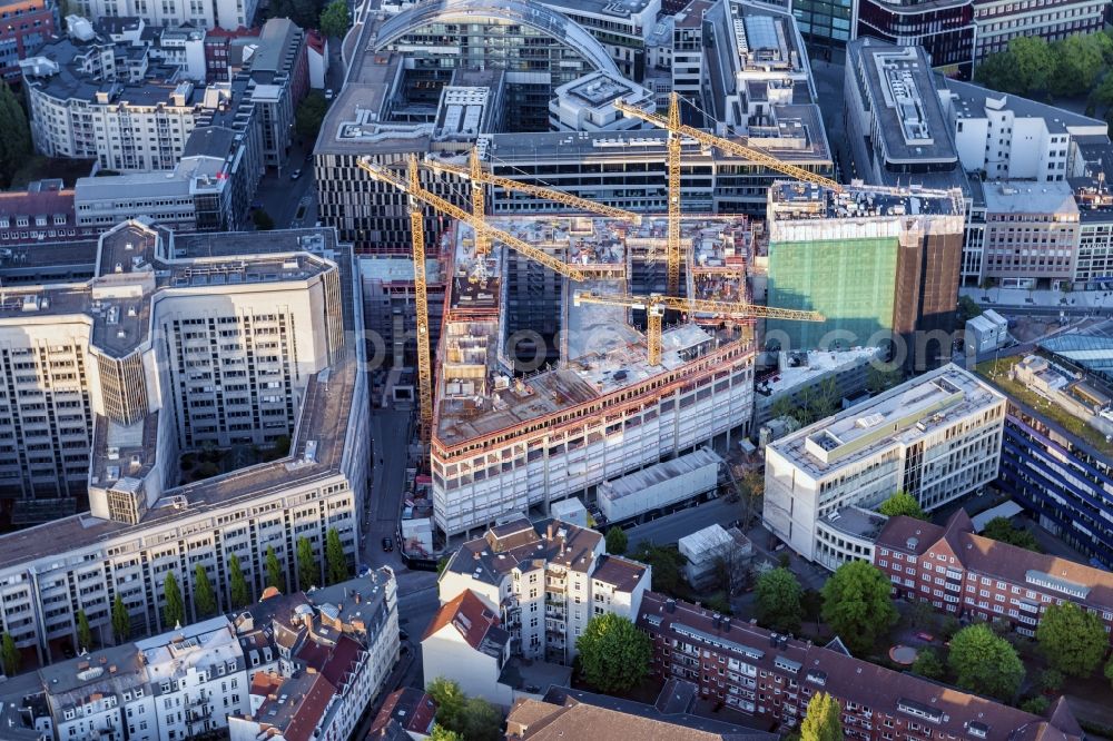 Hamburg from the bird's eye view: Building site office building of MOMENI ASQ GmbH on Axel-Springer-Platz in Hamburg, Germany