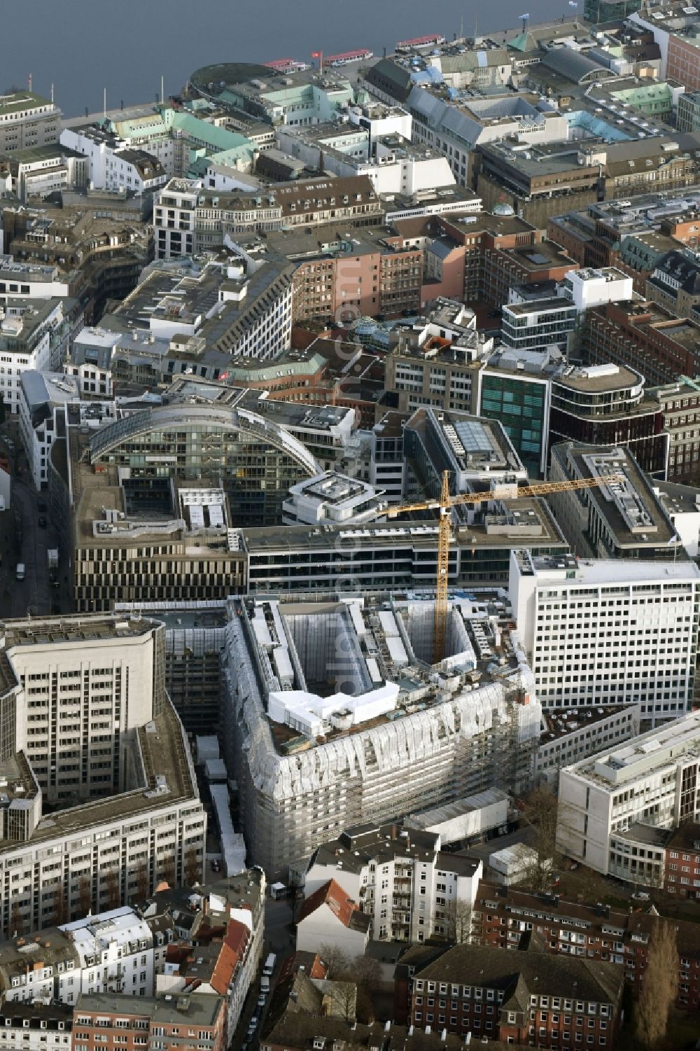 Aerial image Hamburg - Building site office building of MOMENI ASQ GmbH on Axel-Springer-Platz in Hamburg, Germany