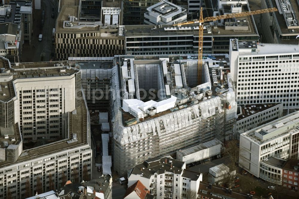 Hamburg from above - Building site office building of MOMENI ASQ GmbH on Axel-Springer-Platz in Hamburg, Germany