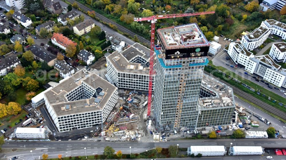 Bonn from above - Building site office building Neuer Kanzlerplatz on Kaiserstrasse - Reuterstrasse in Bonn in the state North Rhine-Westphalia, Germany