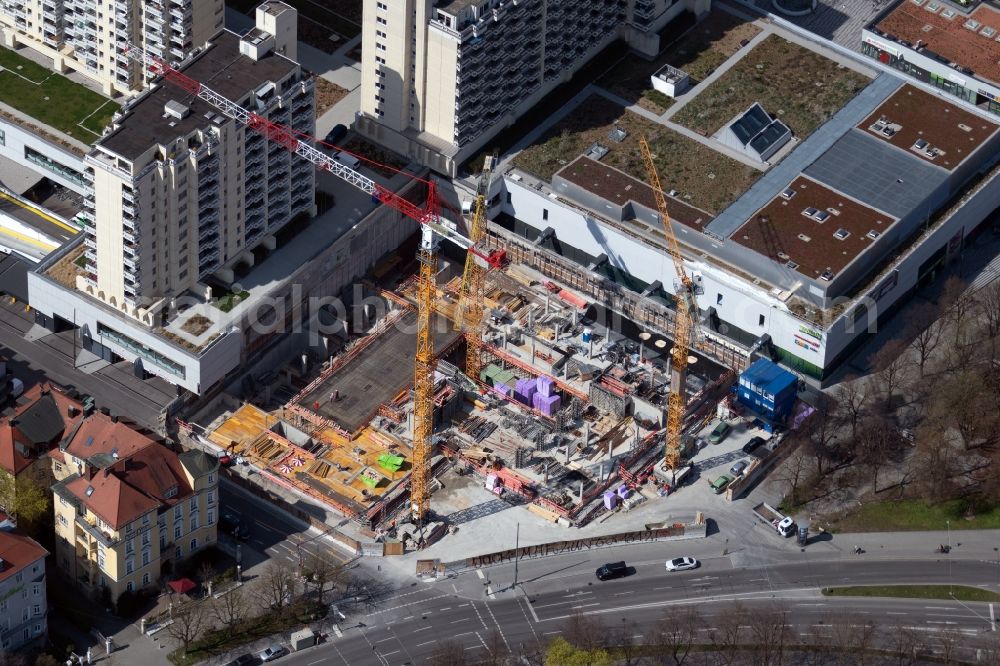 München from the bird's eye view: Building site office building Gollierstrasse corner Bavariaring in the district Schwanthalerhoehe in Munich in the state Bavaria, Germany