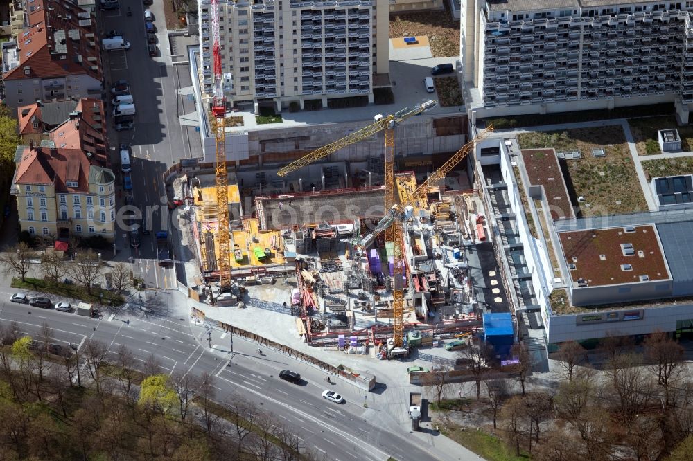 Aerial image München - Building site office building Gollierstrasse corner Bavariaring in the district Schwanthalerhoehe in Munich in the state Bavaria, Germany