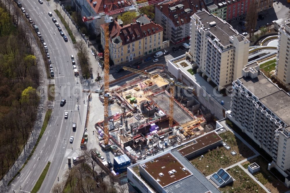 Aerial photograph München - Building site office building Gollierstrasse corner Bavariaring in the district Schwanthalerhoehe in Munich in the state Bavaria, Germany