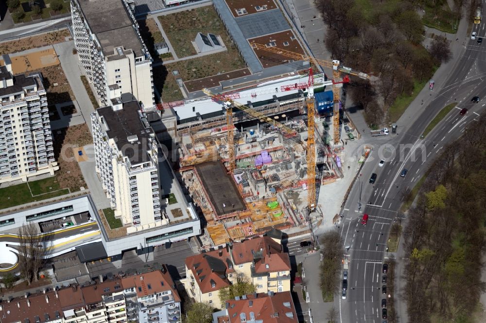 München from above - Building site office building Gollierstrasse corner Bavariaring in the district Schwanthalerhoehe in Munich in the state Bavaria, Germany