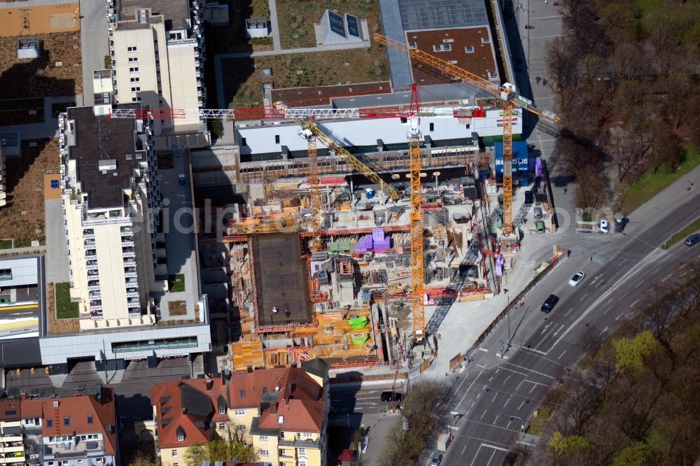 München from the bird's eye view: Building site office building Gollierstrasse corner Bavariaring in the district Schwanthalerhoehe in Munich in the state Bavaria, Germany