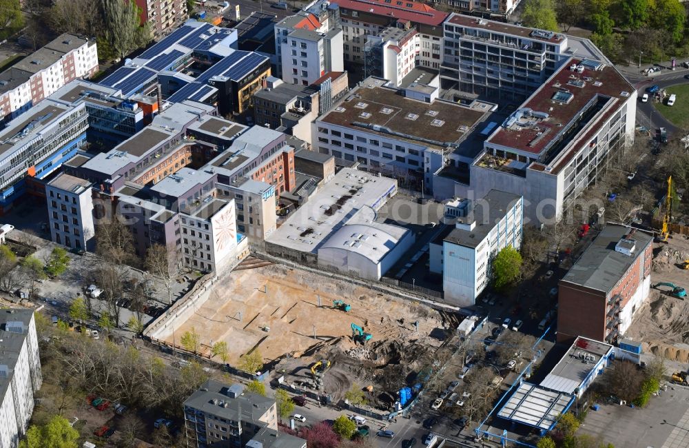 Berlin from above - Building site office building PANDION THE SHELF on Ritterstrasse corner Prinzenstrasse in Berlin, Germany