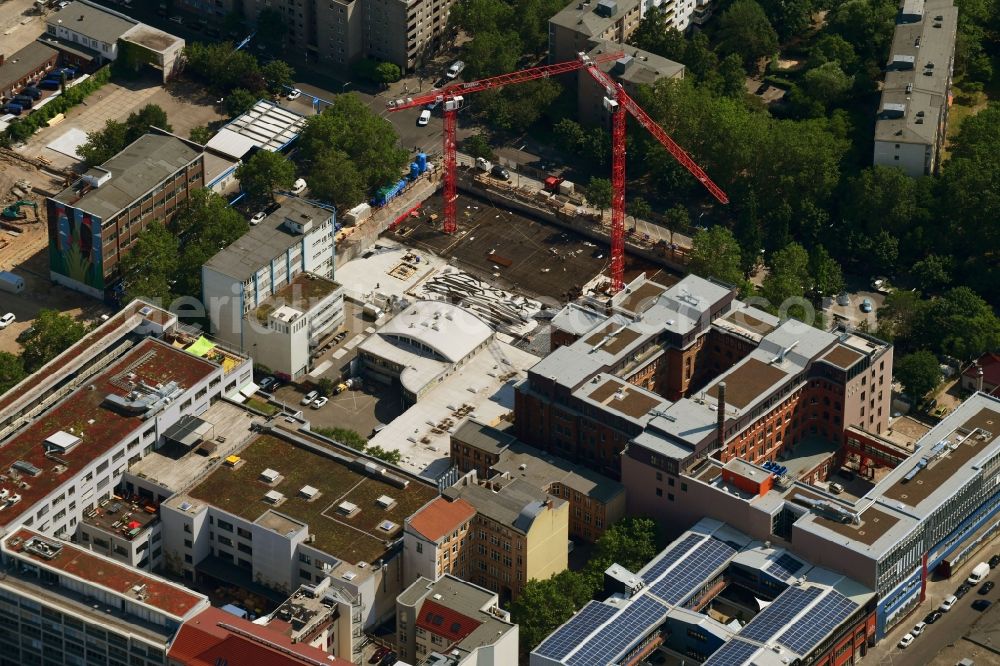 Berlin from above - Building site office building PANDION THE SHELF on Ritterstrasse corner Prinzenstrasse in Berlin, Germany