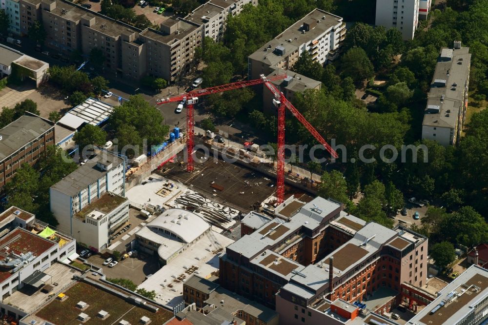 Berlin from the bird's eye view: Building site office building PANDION THE SHELF on Ritterstrasse corner Prinzenstrasse in Berlin, Germany