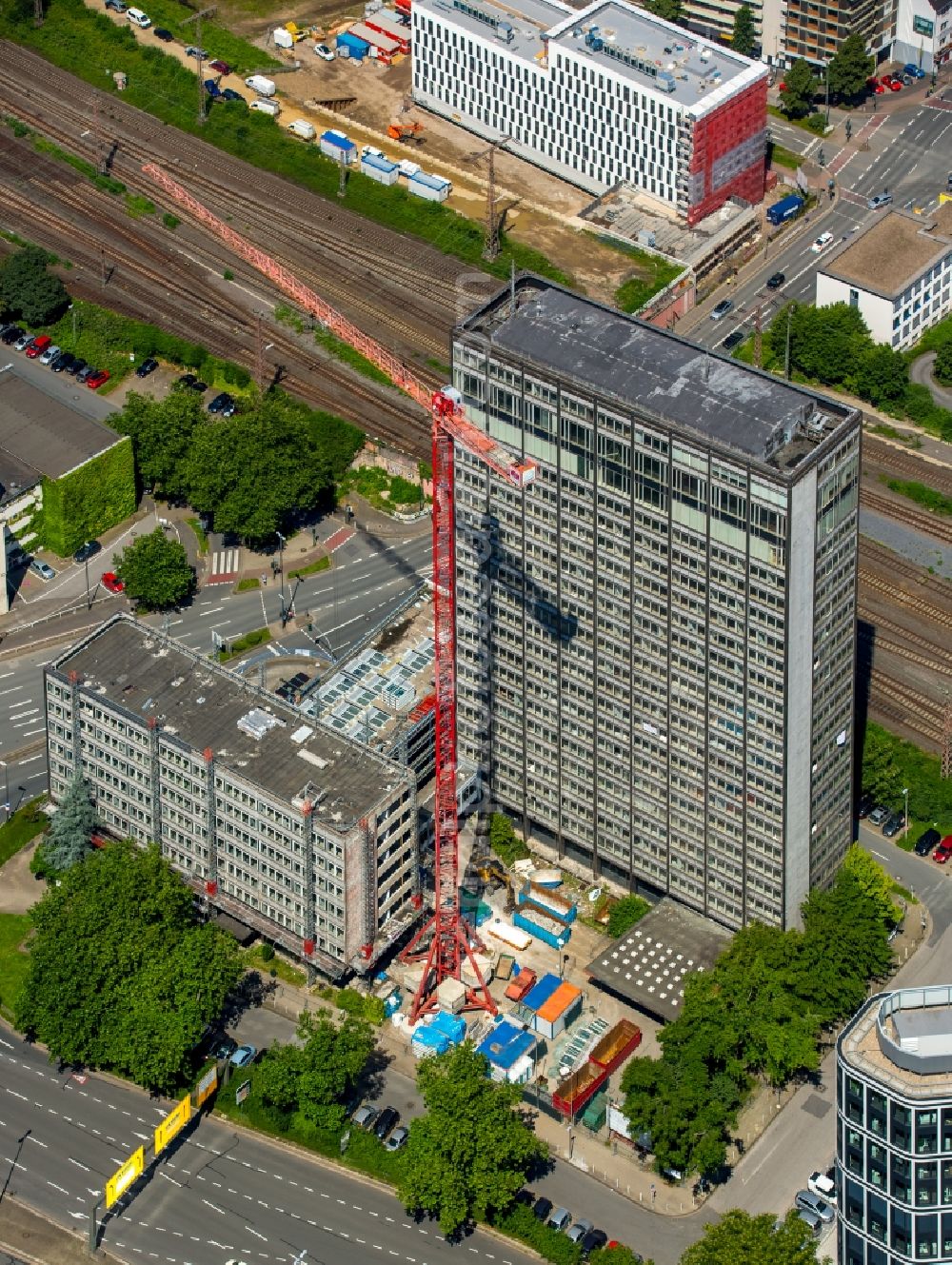 Aerial photograph Essen - Building site office building der ThyssenKrupp Aerospace Germany GmbH in Essen in the state North Rhine-Westphalia