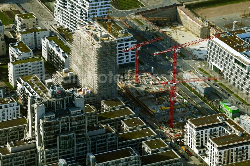 Aerial image Frankfurt am Main - Building site office building ZEBRA on Hattersheimer Strasse corner Europa-Allee in the district Gallus in Frankfurt in the state Hesse, Germany